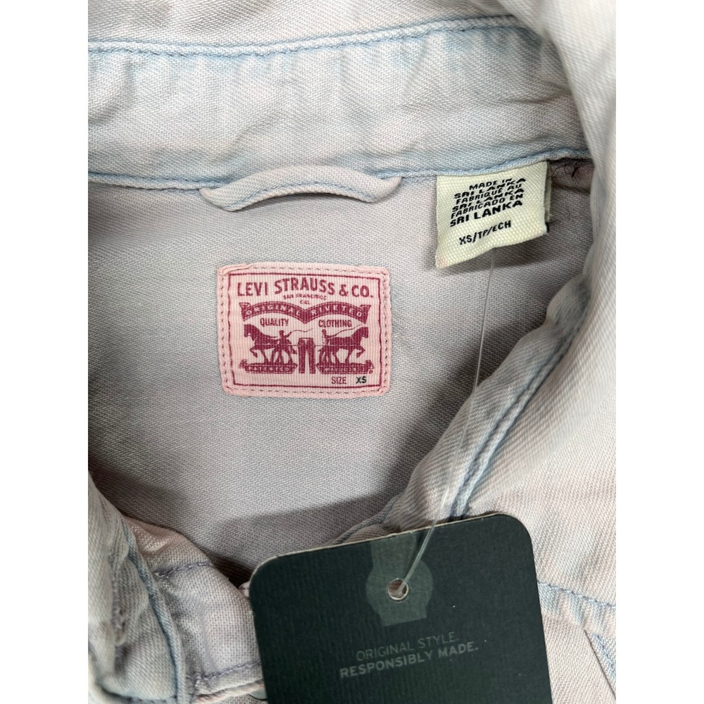 Levi Strauss Co Womens Pink Standard Fit Western Denim Shirt XS - Picture 2 of 7